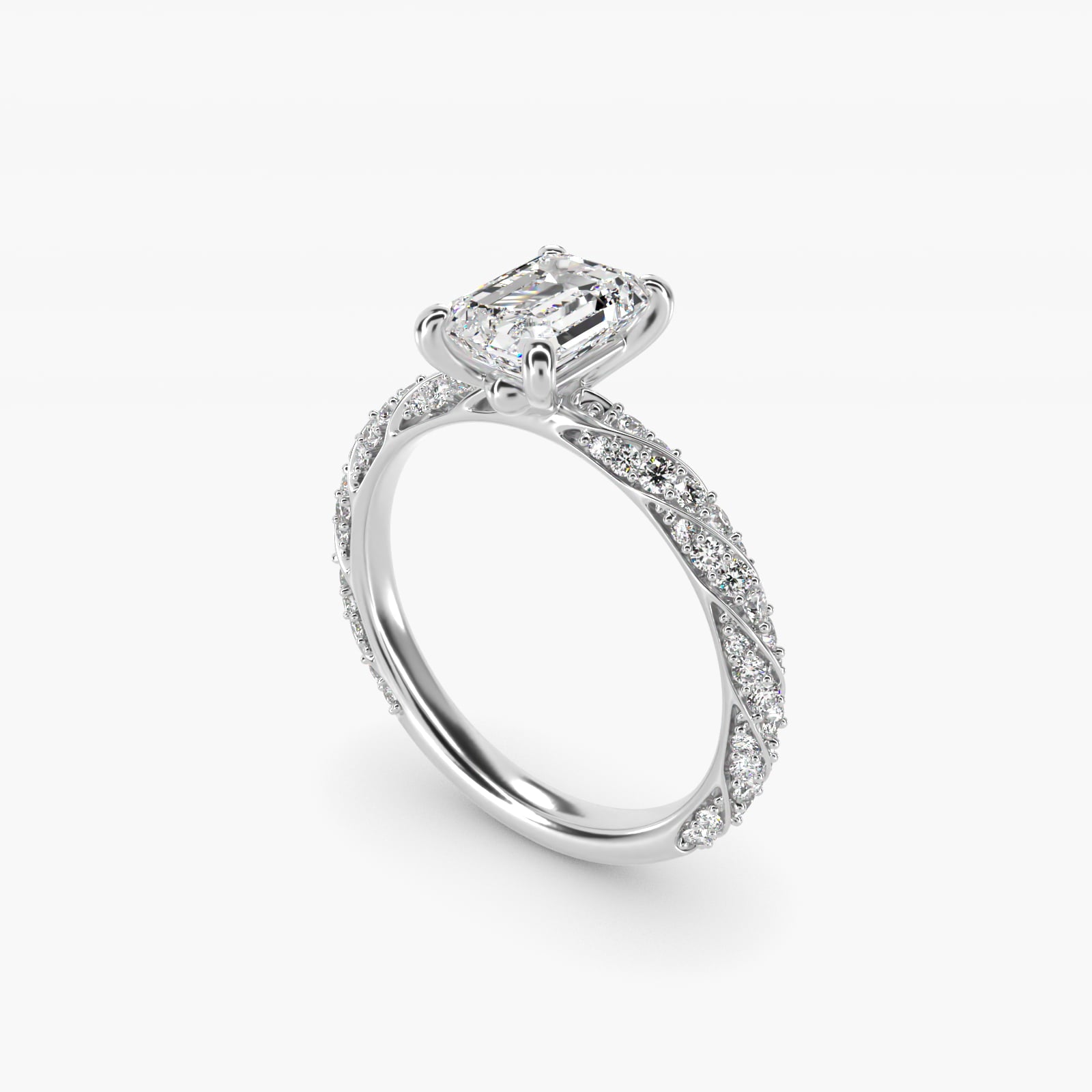 Twisted PavŽ Diamond Engagement Ring In 18k White Gold By James Allen - Emerald Center