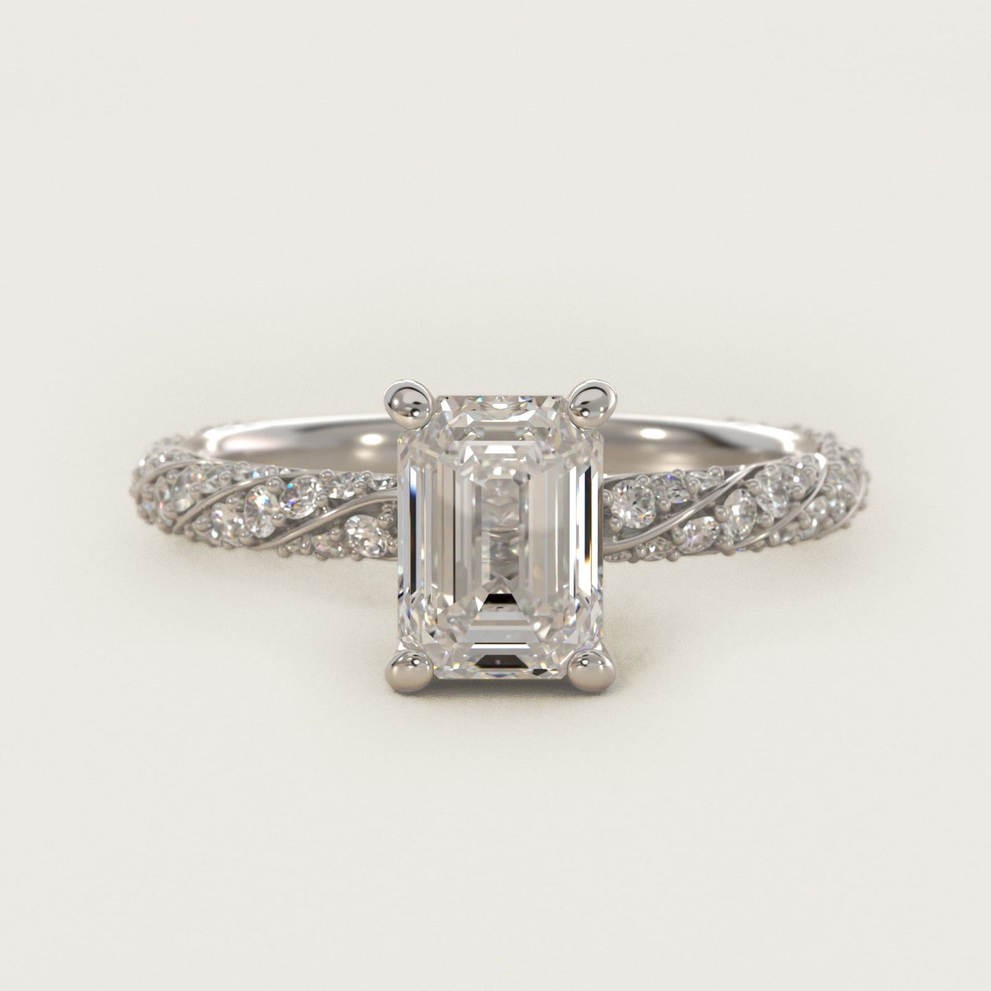 Twisted PavŽ Diamond Engagement Ring In 18k White Gold By James Allen - Emerald Center