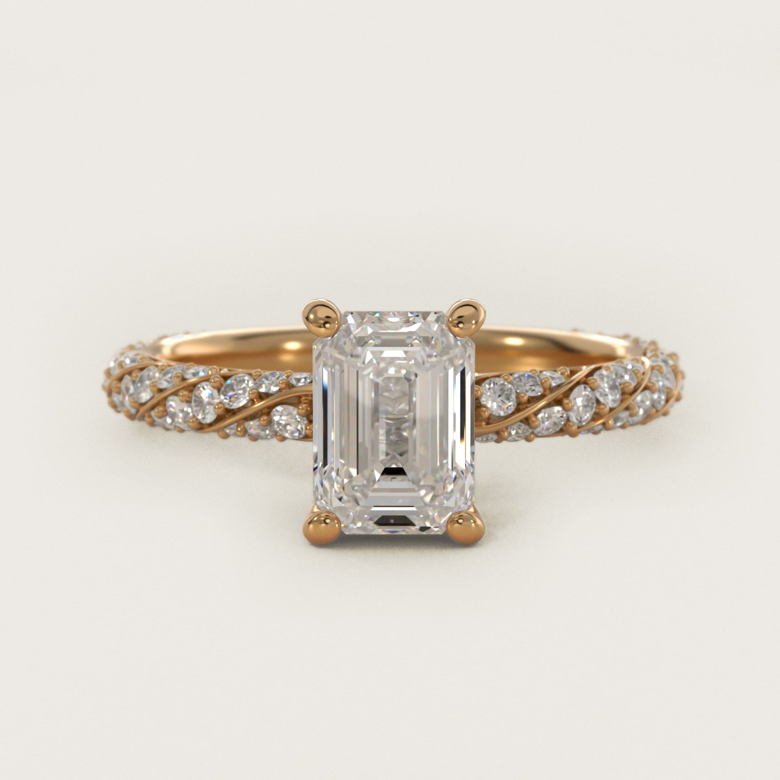 Twisted PavŽ Diamond Engagement Ring In 14K Yellow Gold By James Allen - Emerald Center