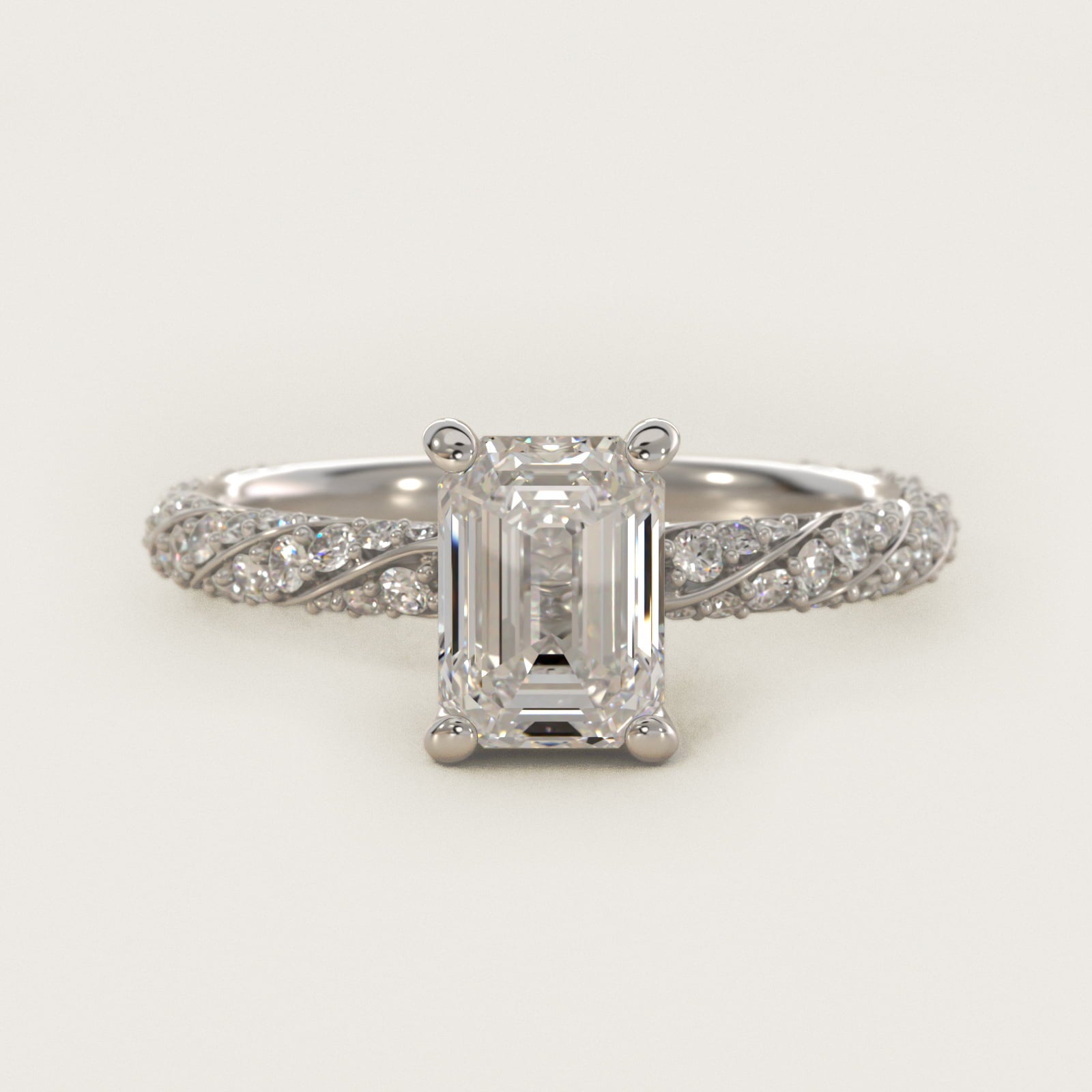 Twisted PavŽ Diamond Engagement Ring In Platinum By James Allen - Emerald Center