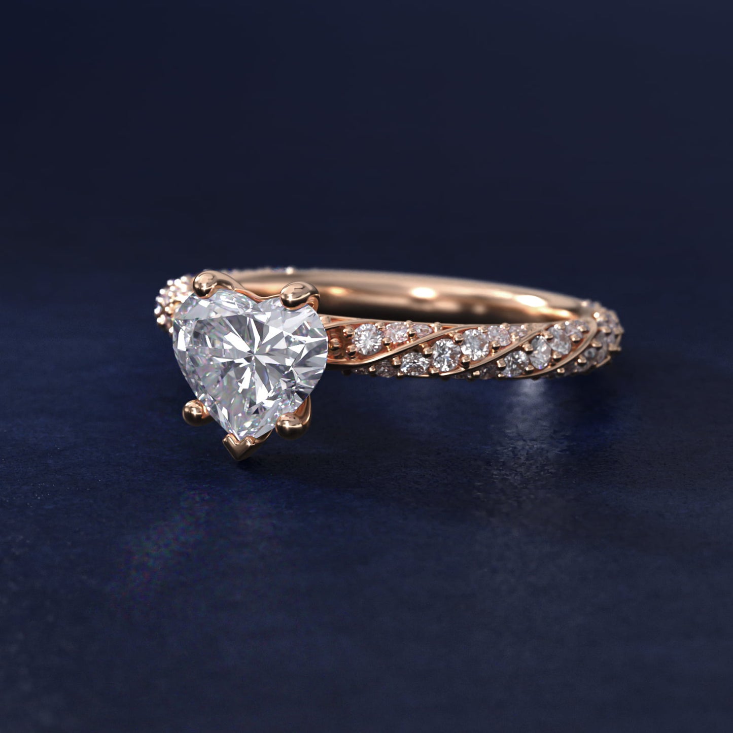 Twisted PavŽ Diamond Engagement Ring In 14K Rose Gold By James Allen - Heart Center