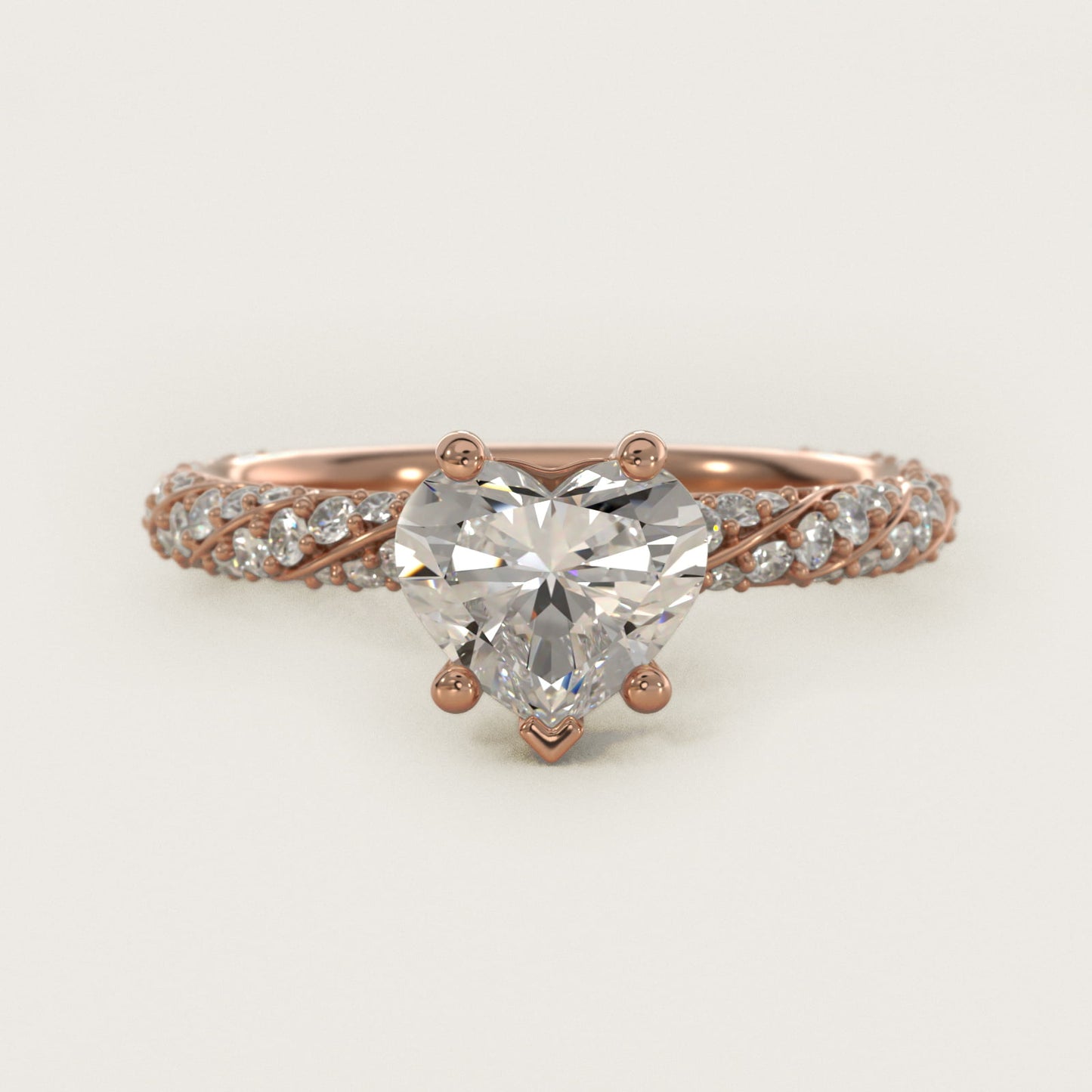 Twisted PavŽ Diamond Engagement Ring In 14K Rose Gold By James Allen - Heart Center