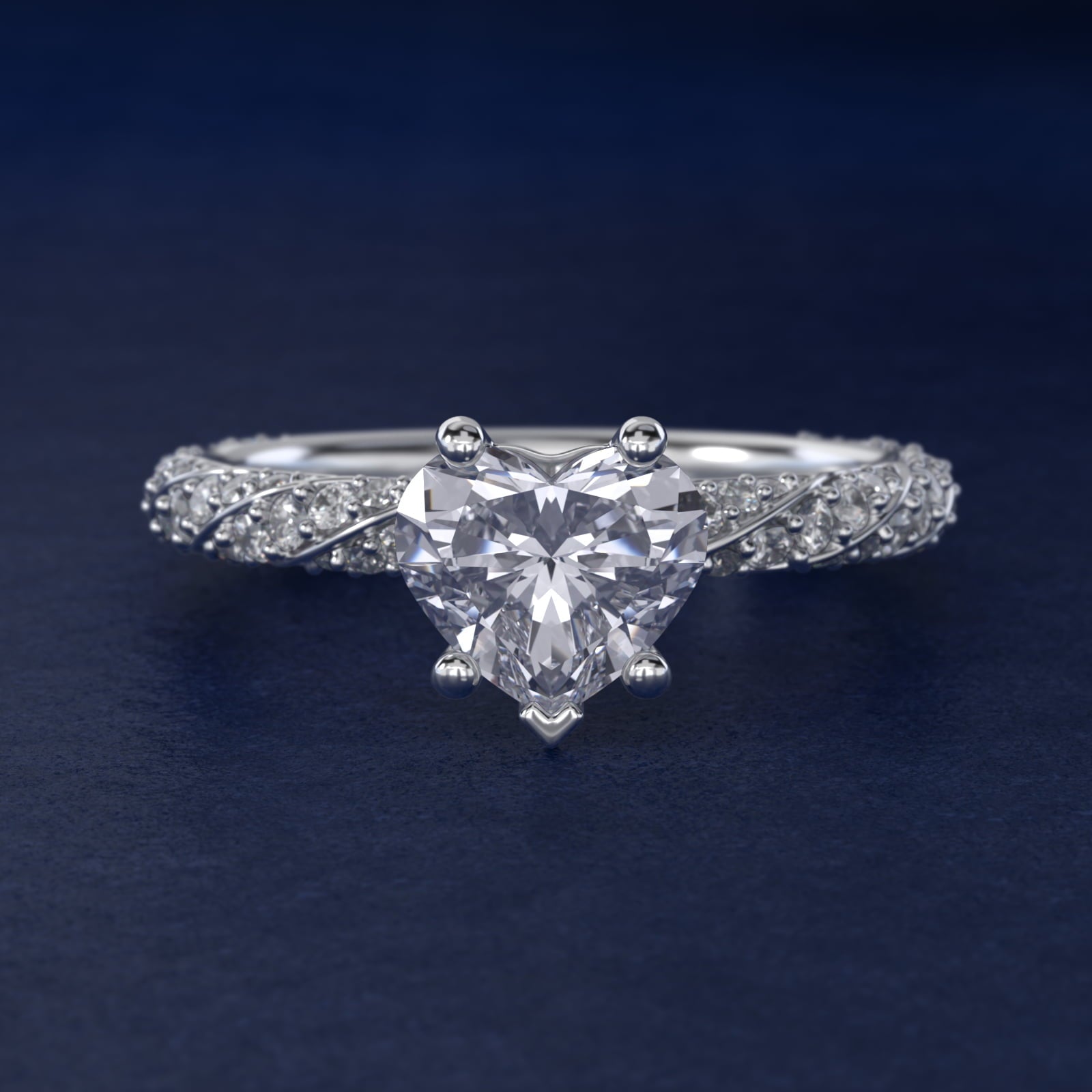 Twisted PavŽ Diamond Engagement Ring In 18k White Gold By James Allen - Heart Center