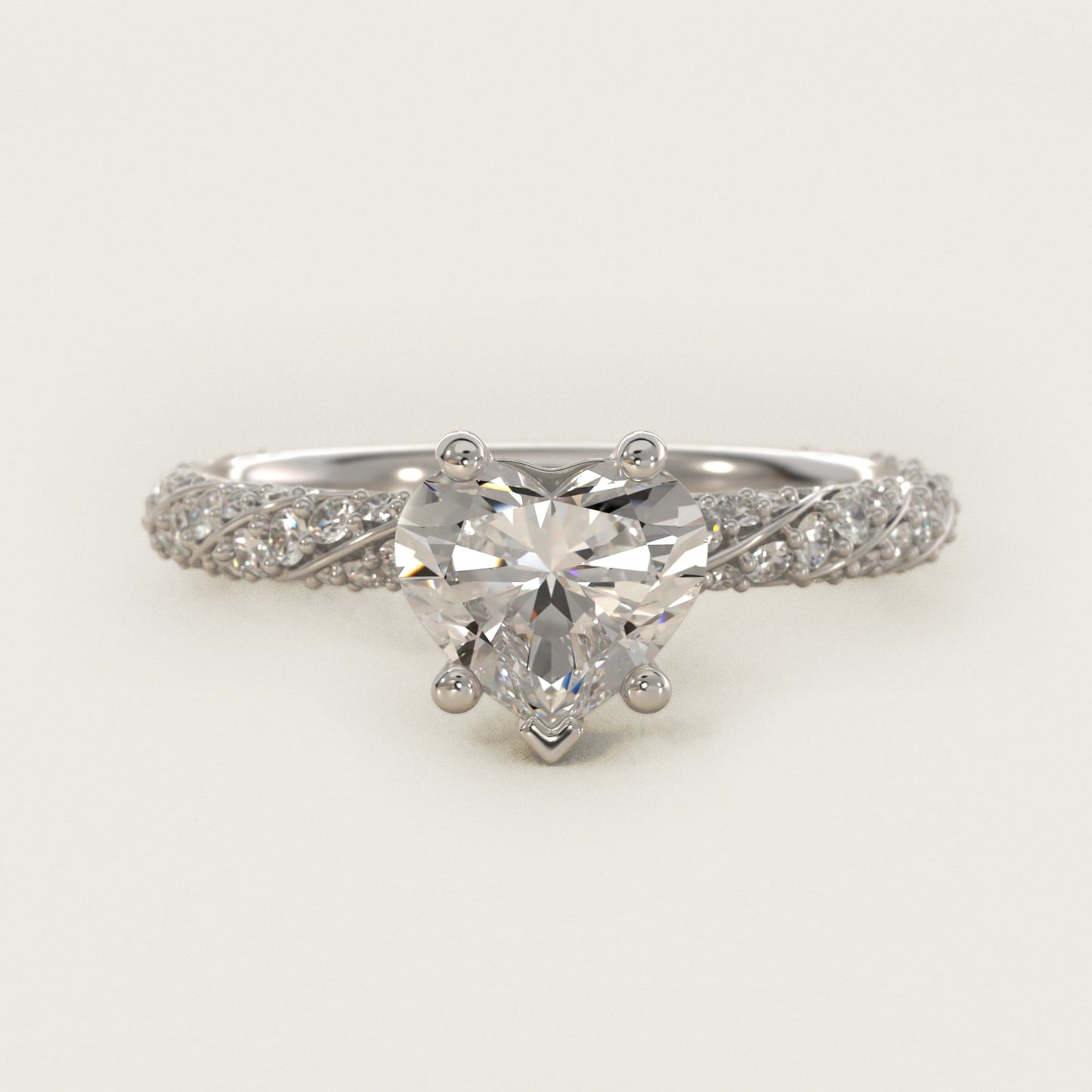 Twisted PavŽ Diamond Engagement Ring In 14K White Gold By James Allen - Heart Center