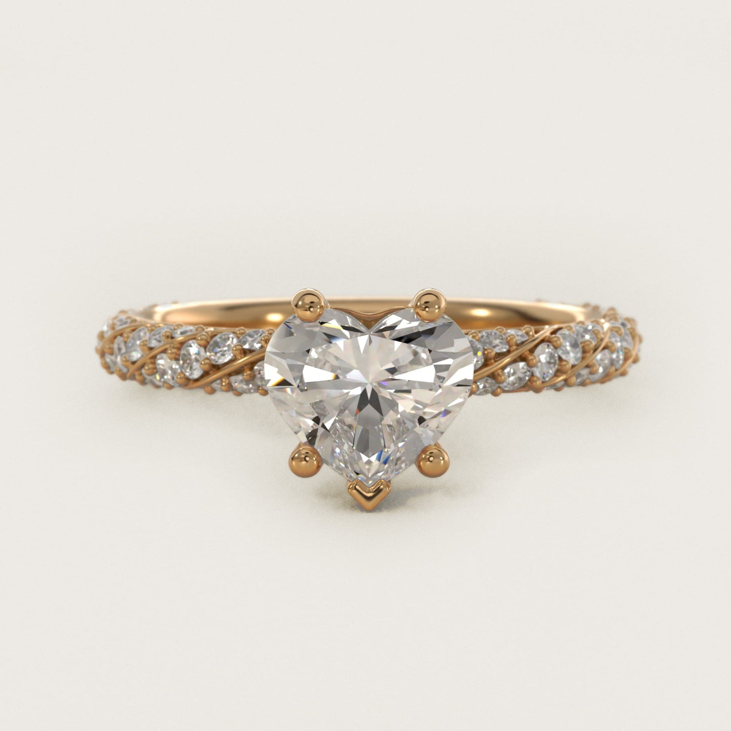 Twisted PavŽ Diamond Engagement Ring In 14K Yellow Gold By James Allen - Heart Center