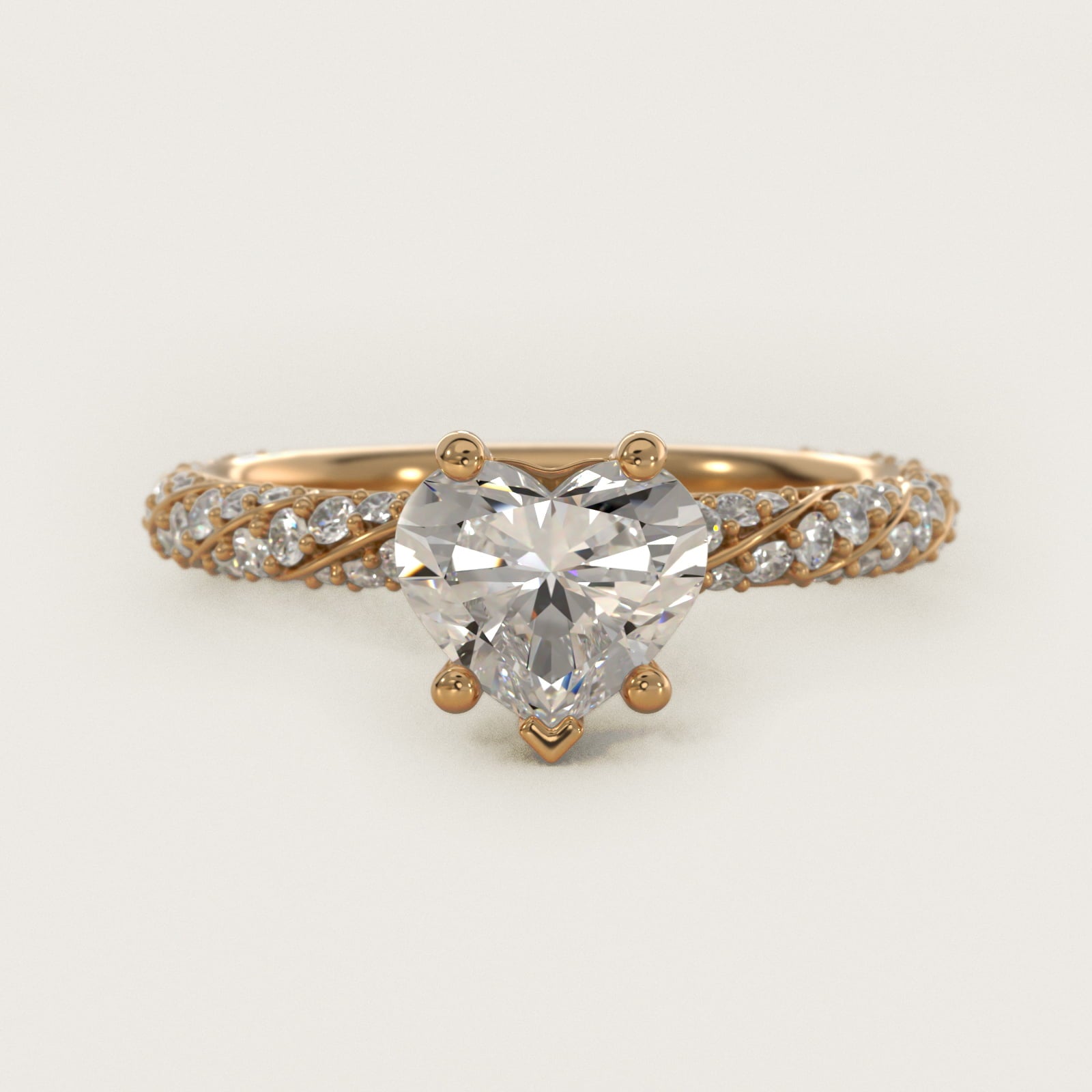 Twisted PavŽ Diamond Engagement Ring In 18k Yellow Gold By James Allen - Heart Center