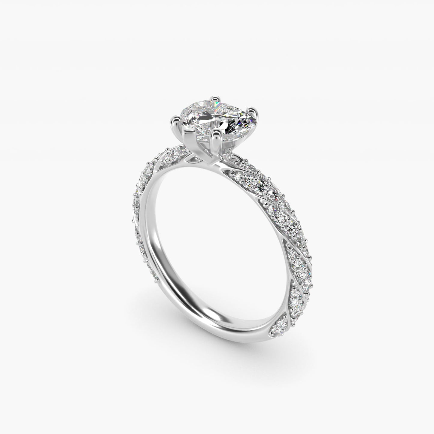 Twisted PavŽ Diamond Engagement Ring In Platinum By James Allen - Heart Center