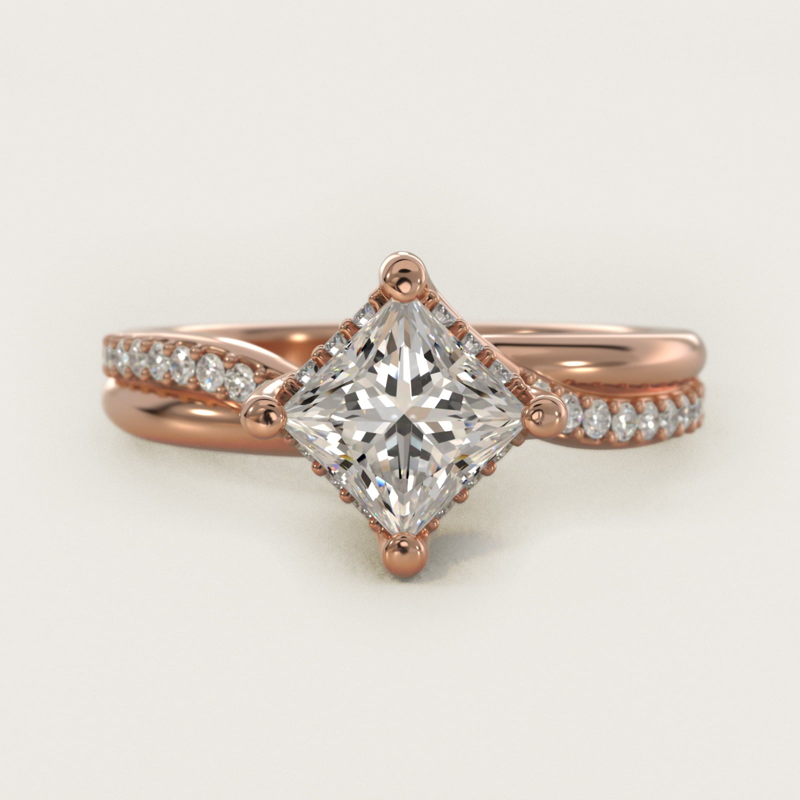 Twisted PavŽ Kite-Set Diamond Engagement Ring In 14K Rose Gold By James Allen - Princess Center