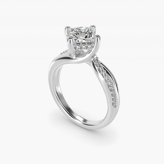 Twisted PavŽ Kite-Set Diamond Engagement Ring In 14K White Gold By James Allen - Princess Center