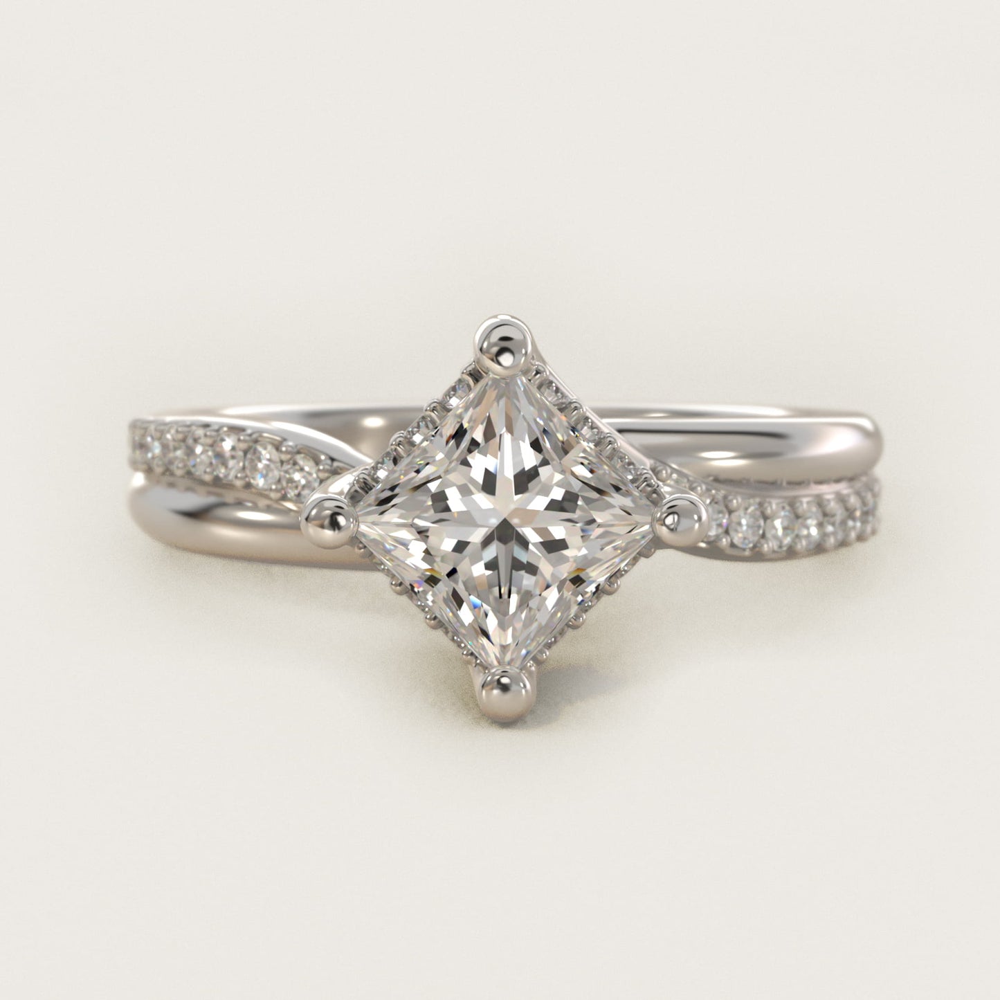 Twisted PavŽ Kite-Set Diamond Engagement Ring In 14K White Gold By James Allen - Princess Center