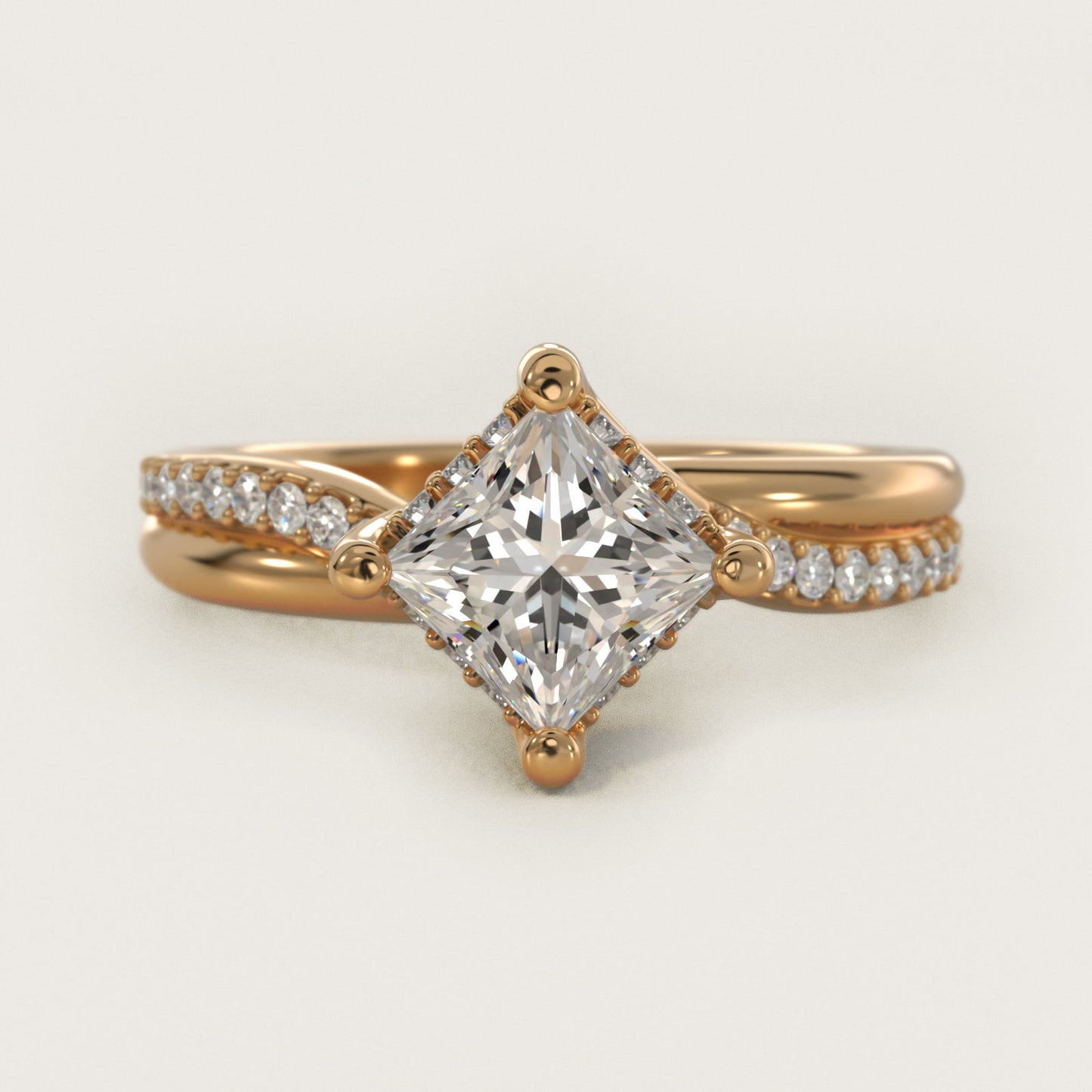 Twisted PavŽ Kite-Set Diamond Engagement Ring In 14K Yellow Gold By James Allen - Princess Center