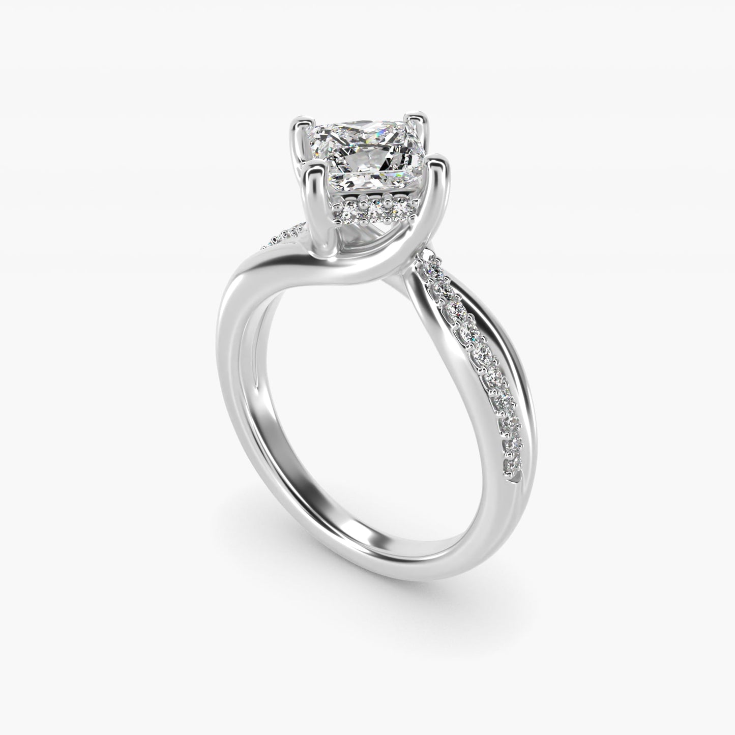 Twisted Pav? Kite-Set Diamond Engagement Ring In Platinum By James Allen - Princess Center