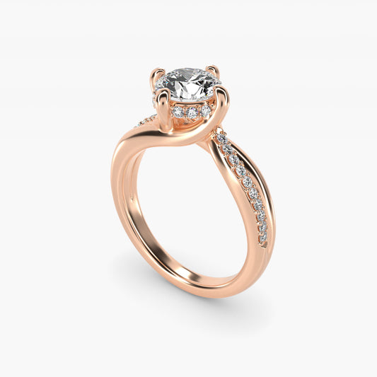 Twisted Pav? Kite-Set Diamond Engagement Ring In 18k Rose Gold By James Allen - Round Center