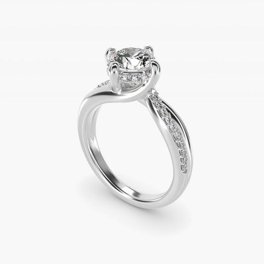 Twisted Pav? Kite-Set Diamond Engagement Ring In 18k White Gold By James Allen - Round Center