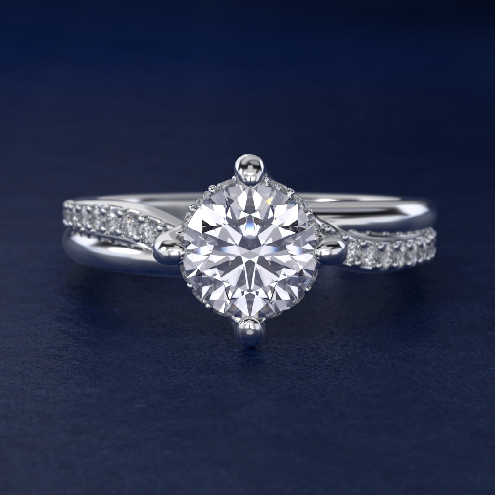 Twisted PavŽ Kite-Set Diamond Engagement Ring In 14K White Gold By James Allen - Round Center