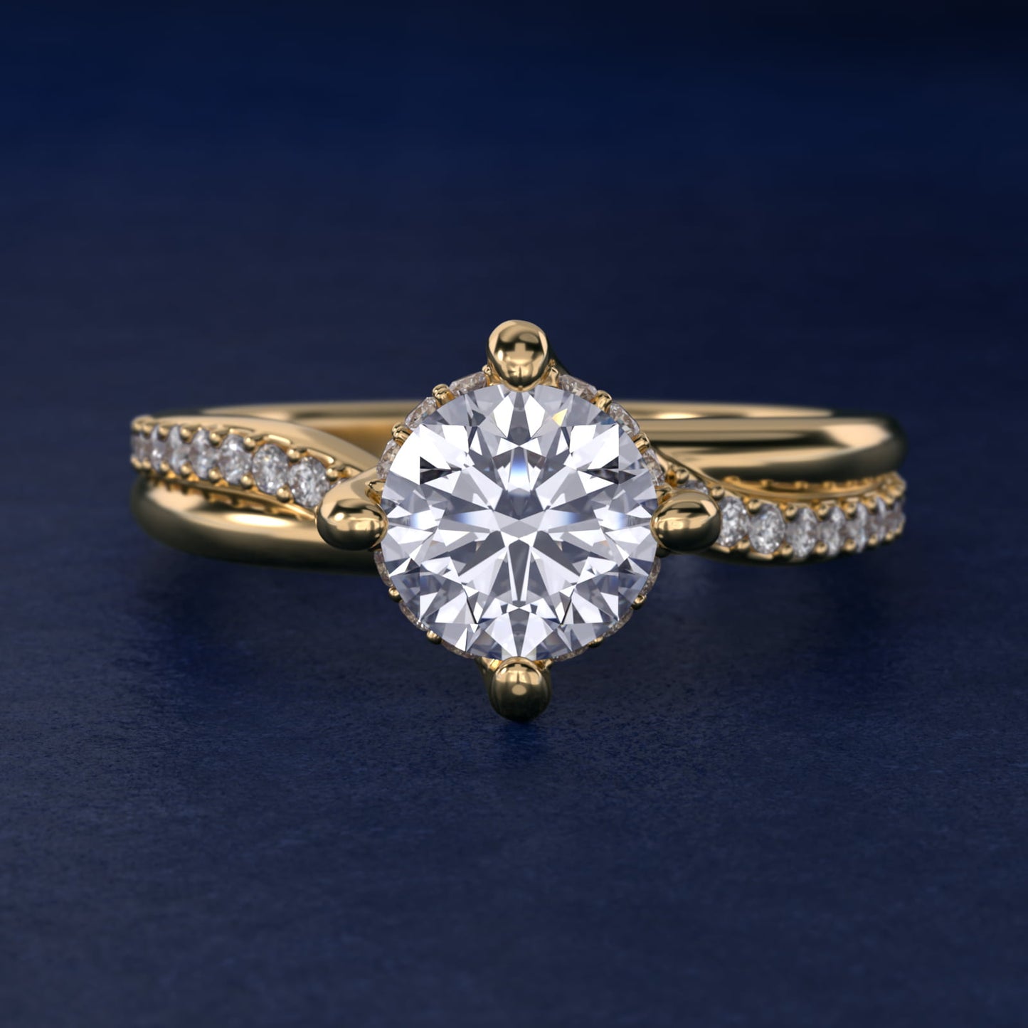 Twisted PavŽ Kite-Set Diamond Engagement Ring In 14K Yellow Gold By James Allen - Round Center