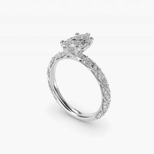 Twisted PavŽ Diamond Engagement Ring In 18k White Gold By James Allen - Marquise Center