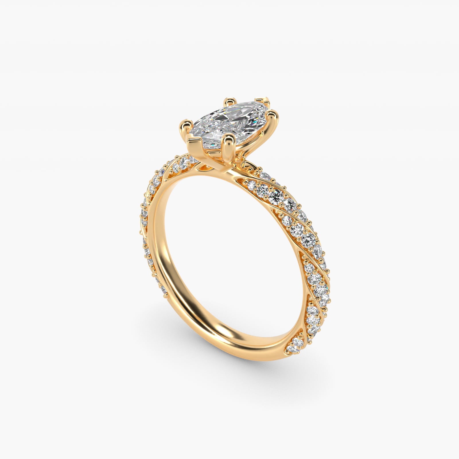 Twisted PavŽ Diamond Engagement Ring In 18k Yellow Gold By James Allen - Marquise Center