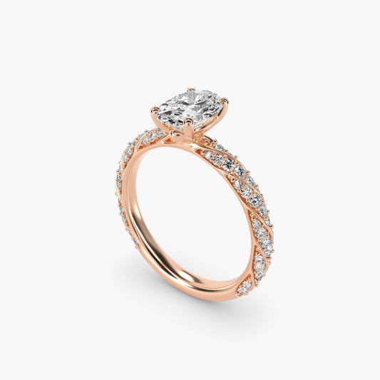 Twisted PavŽ Diamond Engagement Ring In 18k Rose Gold By James Allen - Oval Center