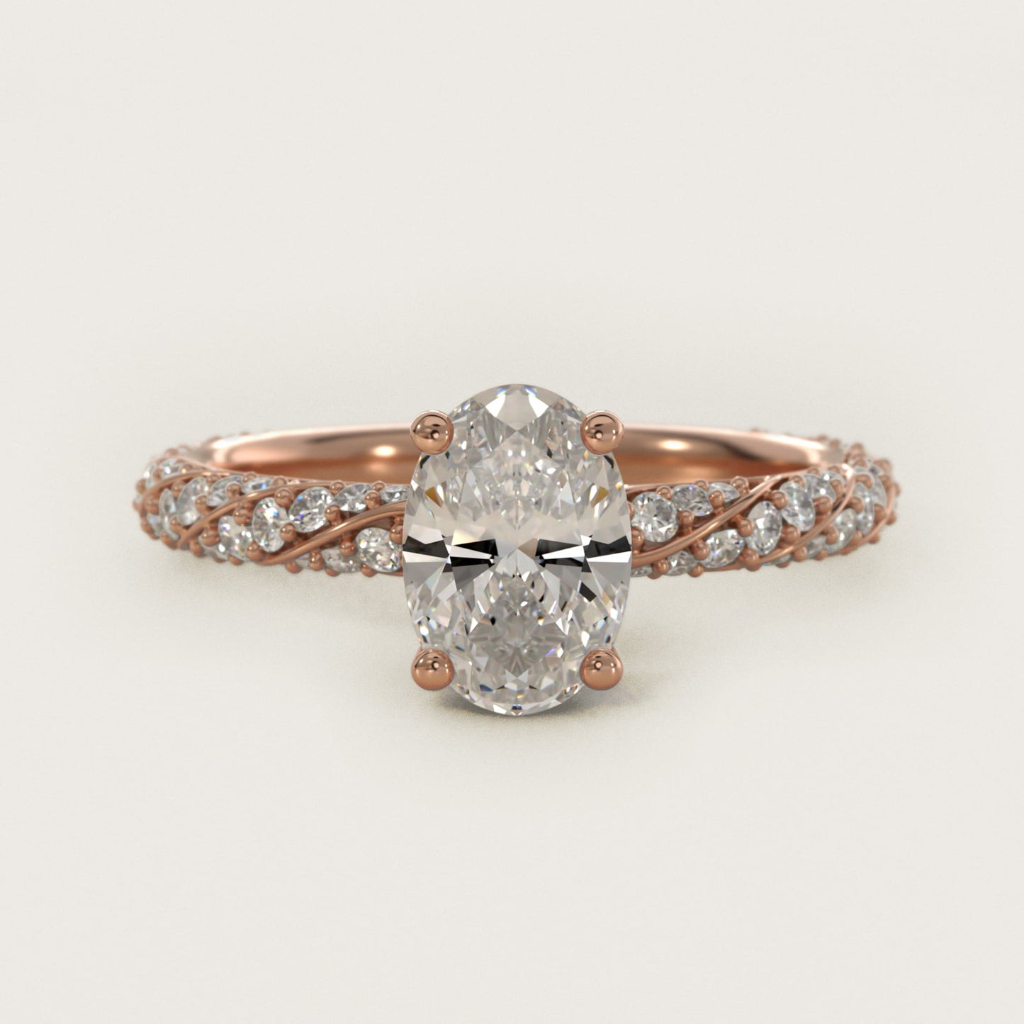 Twisted PavŽ Diamond Engagement Ring In 18k Rose Gold By James Allen - Oval Center