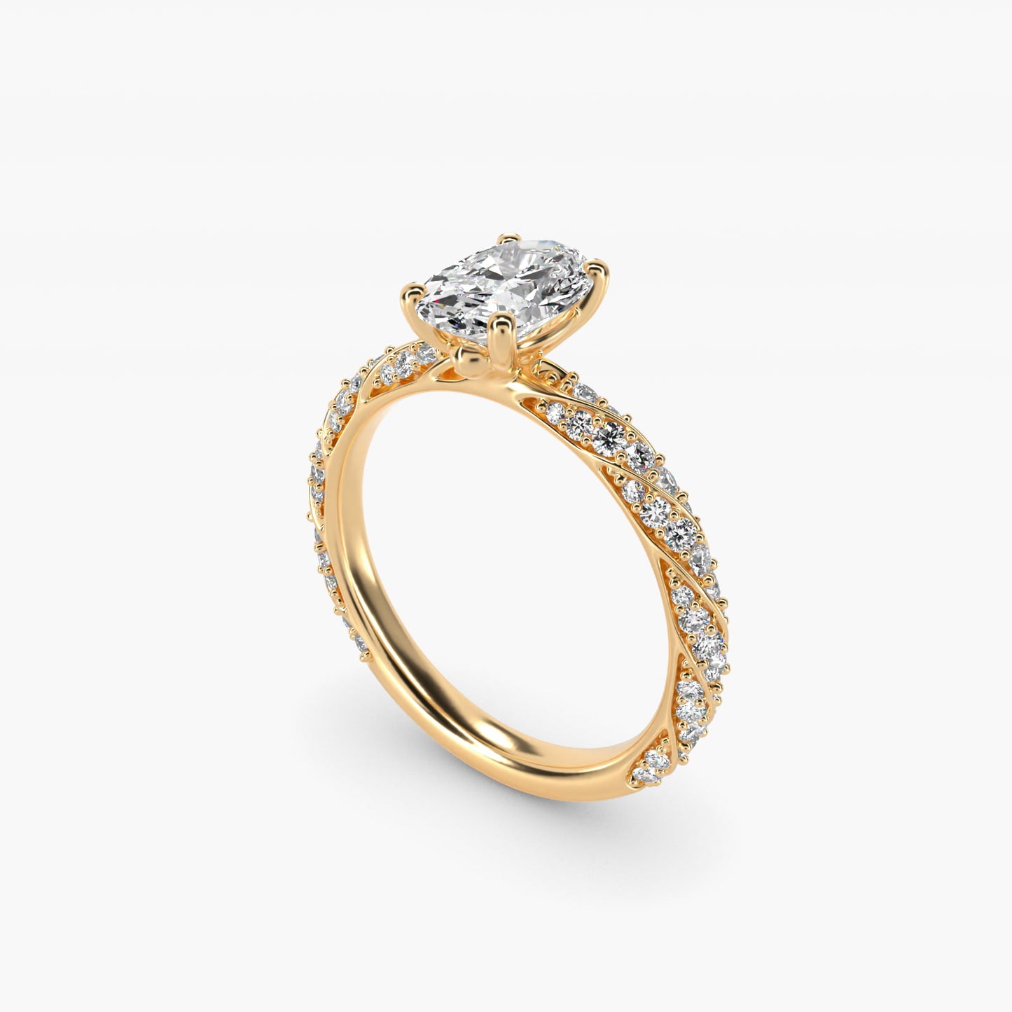Twisted PavŽ Diamond Engagement Ring In 14K Yellow Gold By James Allen - Oval Center