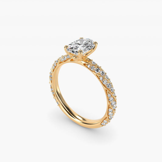 Twisted PavŽ Diamond Engagement Ring In 14K Yellow Gold By James Allen - Oval Center