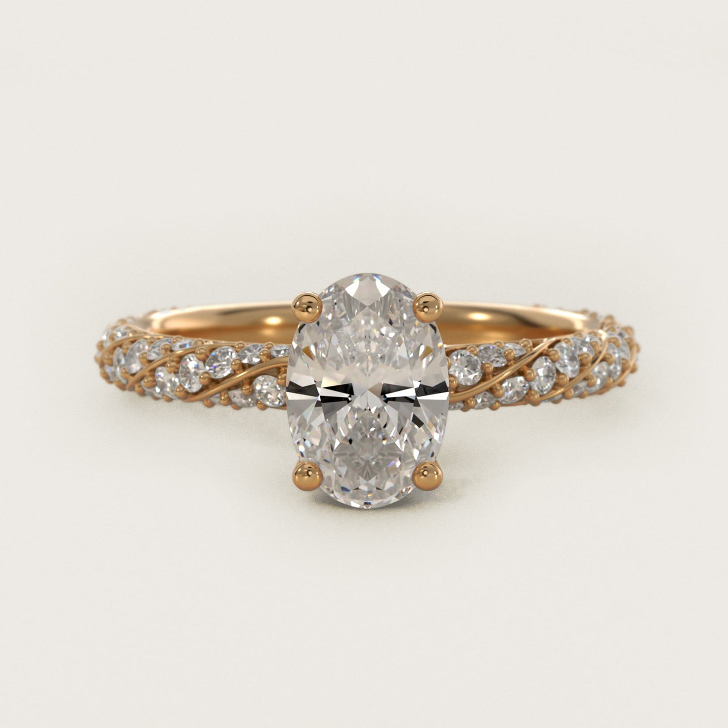 Twisted PavŽ Diamond Engagement Ring In 14K Yellow Gold By James Allen - Oval Center