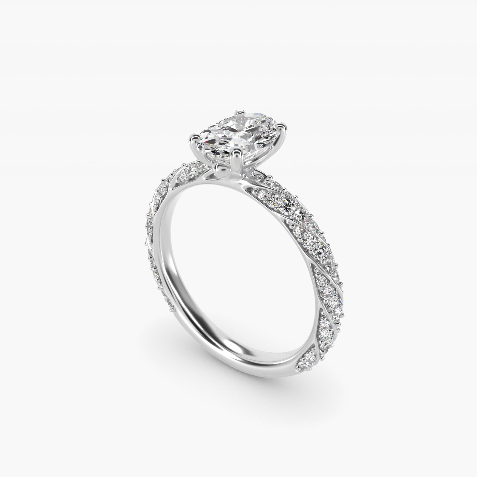 Twisted PavŽ Diamond Engagement Ring In Platinum By James Allen - Oval Center