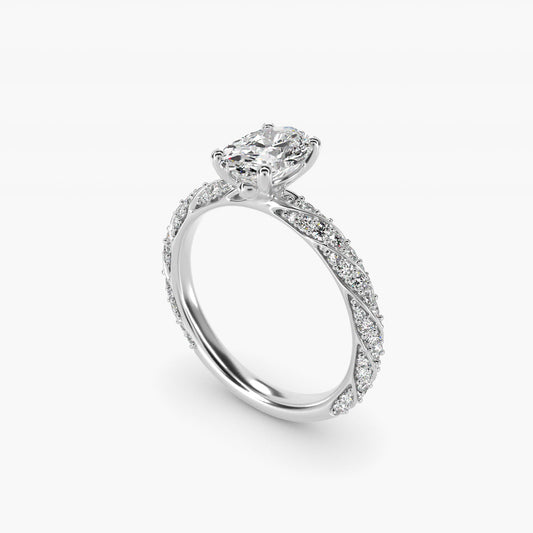 Twisted PavŽ Diamond Engagement Ring In Platinum By James Allen - Oval Center