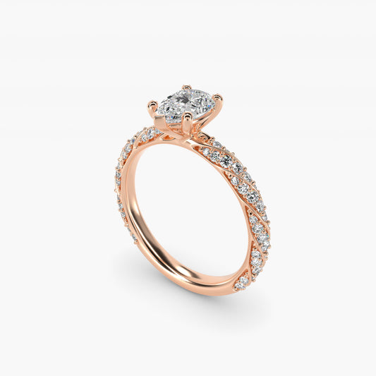 Twisted PavŽ Diamond Engagement Ring In 14K Rose Gold By James Allen - Pear Center