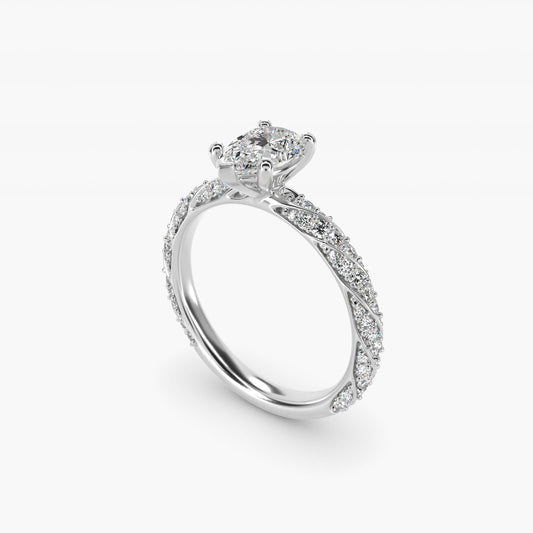 Twisted PavŽ Diamond Engagement Ring In 18k White Gold By James Allen - Pear Center