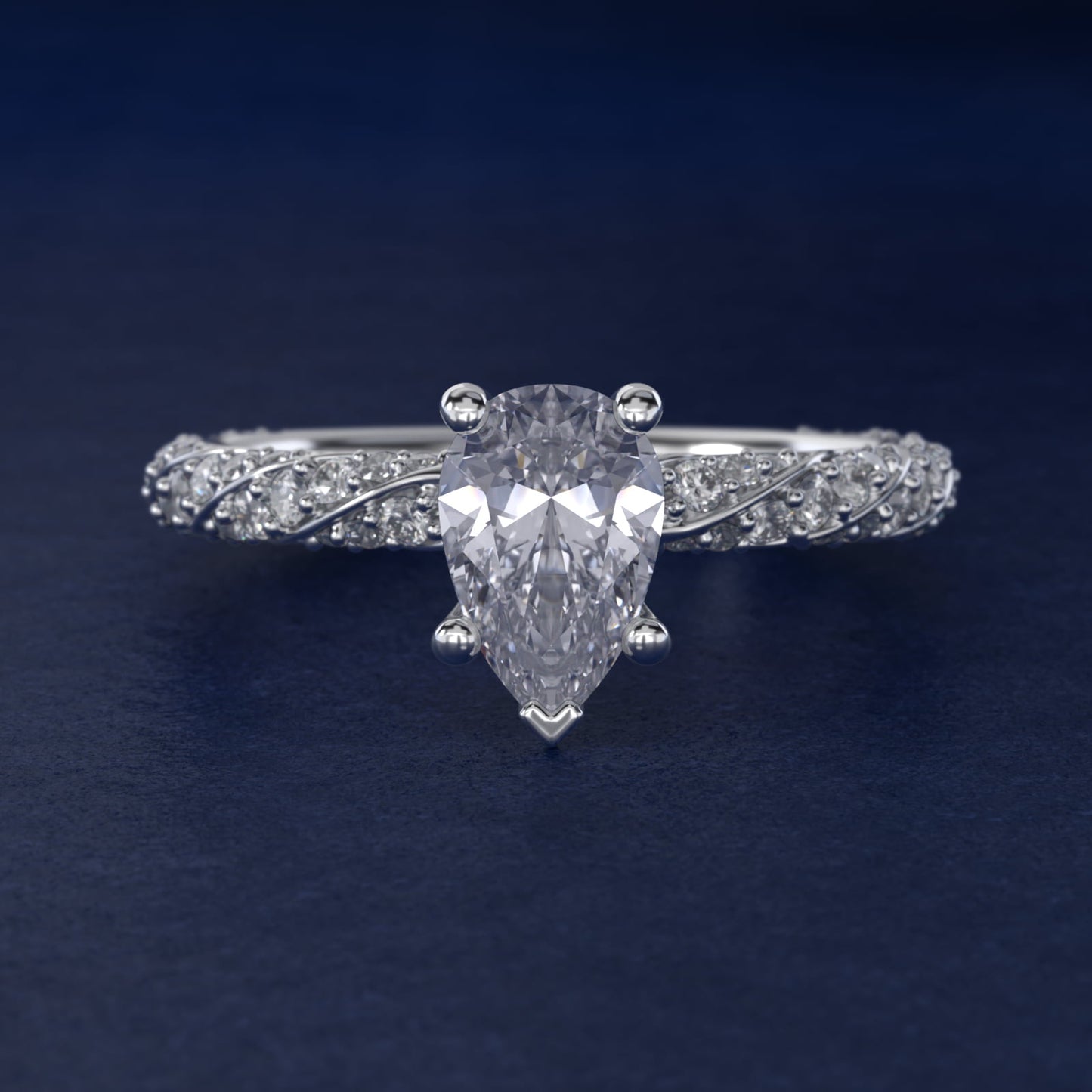 Twisted PavŽ Diamond Engagement Ring In 14K White Gold By James Allen - Pear Center