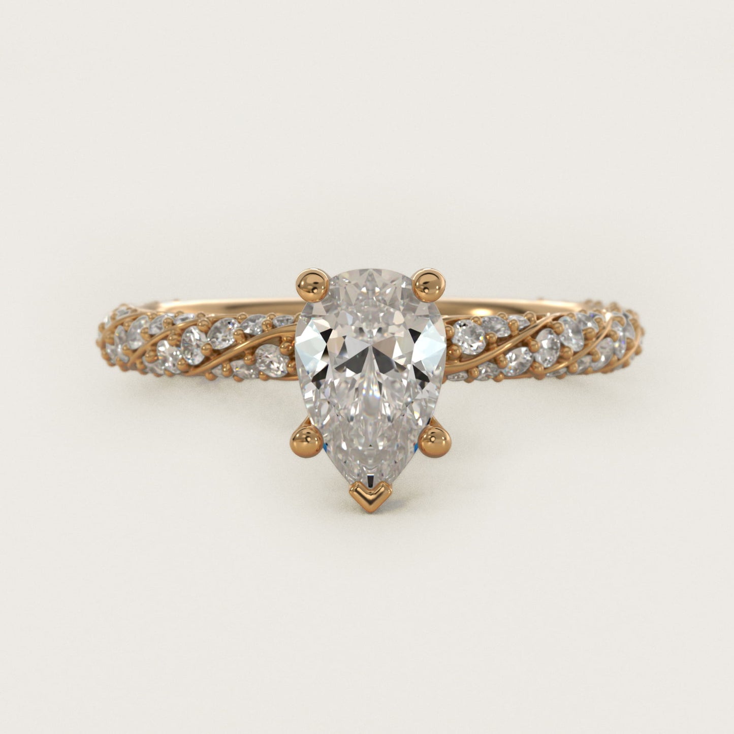 Twisted PavŽ Diamond Engagement Ring In 14K Yellow Gold By James Allen - Pear Center