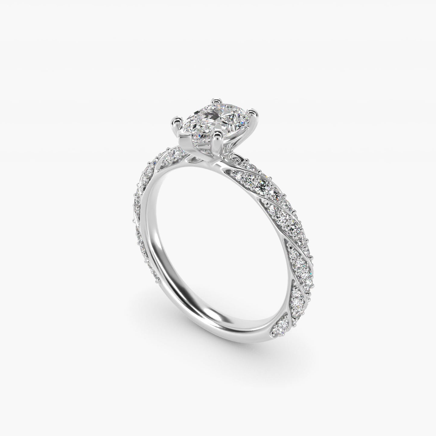 Twisted PavŽ Diamond Engagement Ring In Platinum By James Allen - Pear Center