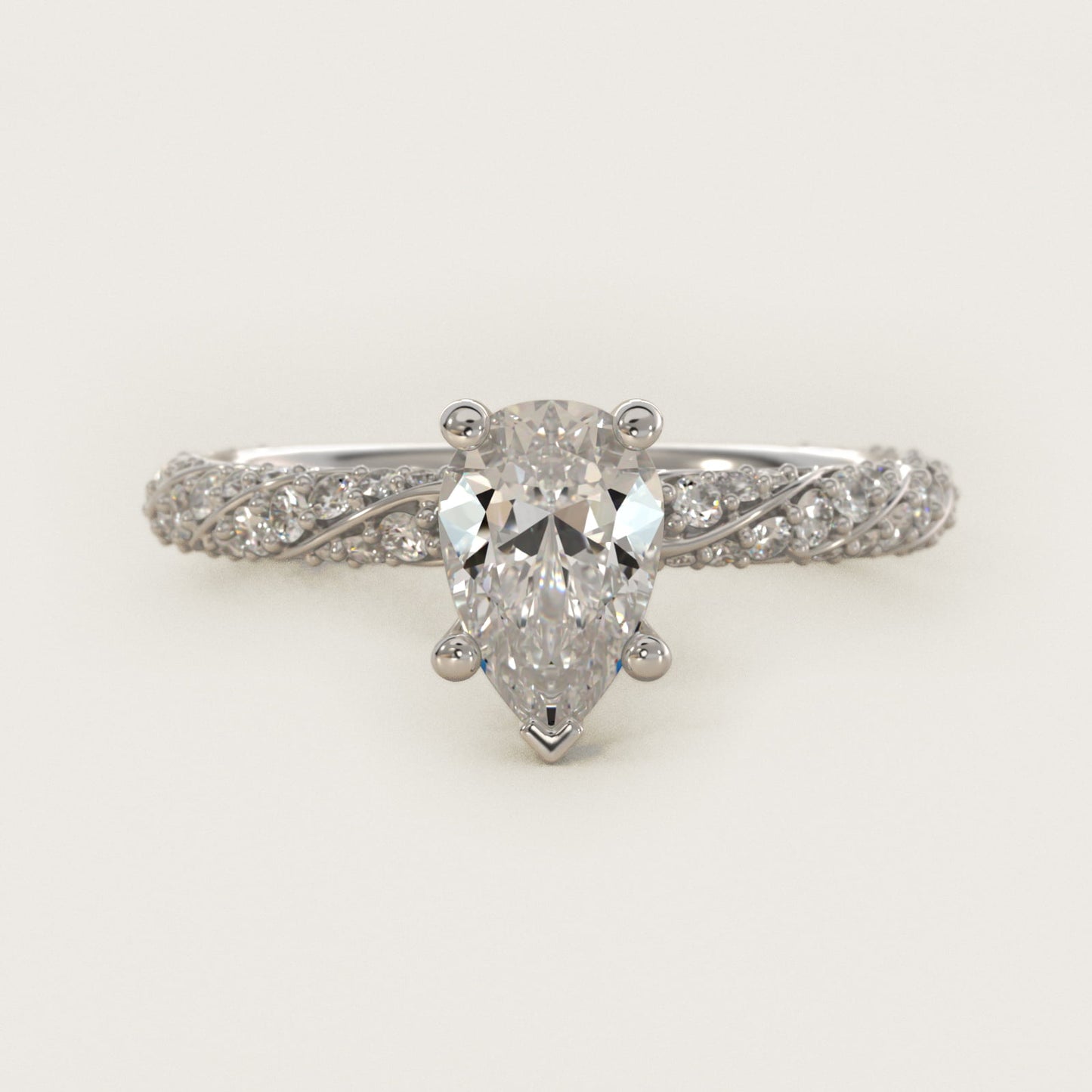 Twisted PavŽ Diamond Engagement Ring In Platinum By James Allen - Pear Center