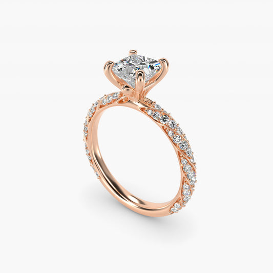 Twisted PavŽ Diamond Engagement Ring In 14K Rose Gold By James Allen - Princess Center