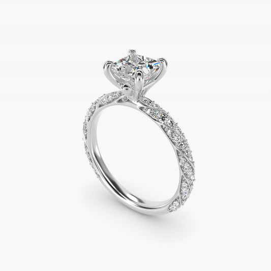 Twisted Pav? Leaf Vintage-Style Engagement Ring In 18k White Gold By James Allen - Princess Center