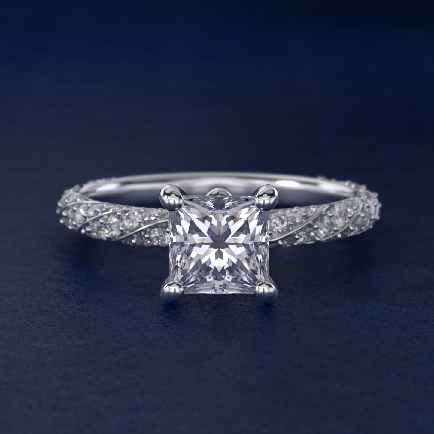 Twisted PavŽ Diamond Engagement Ring In 14K White Gold By James Allen - Princess Center