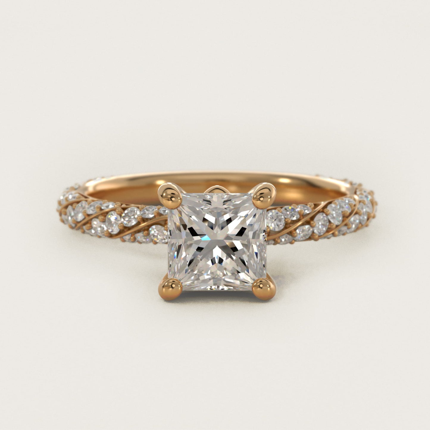 Twisted PavŽ Diamond Engagement Ring In 14K Yellow Gold By James Allen - Princess Center