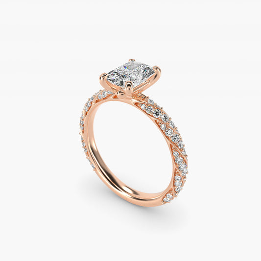 Twisted PavŽ Diamond Engagement Ring In 14K Rose Gold By James Allen - Radiant Center
