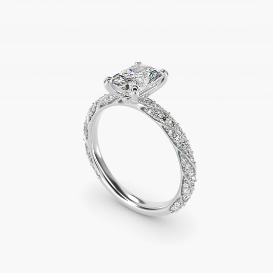 Twisted PavŽ Diamond Engagement Ring In Platinum By James Allen - Radiant Center