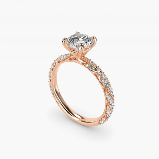 Twisted PavŽ Diamond Engagement Ring In 14K Rose Gold By James Allen - Round Center