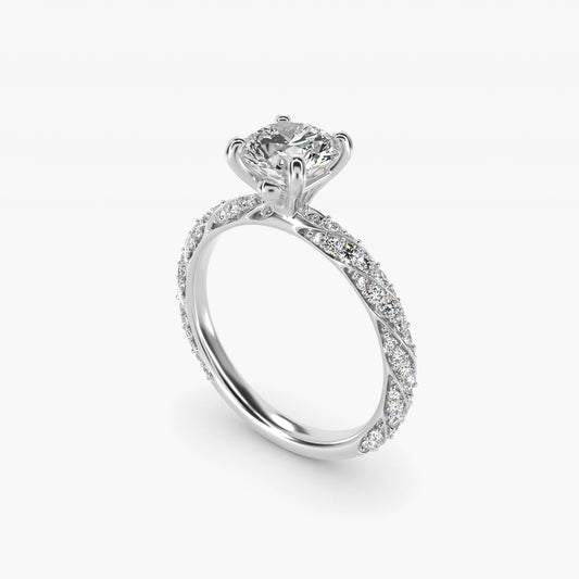Twisted PavŽ Diamond Engagement Ring In 14K White Gold By James Allen - Round Center