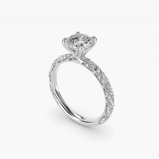Twisted Pav? Leaf Vintage-Style Engagement Ring In 18k White Gold By James Allen - Round Center
