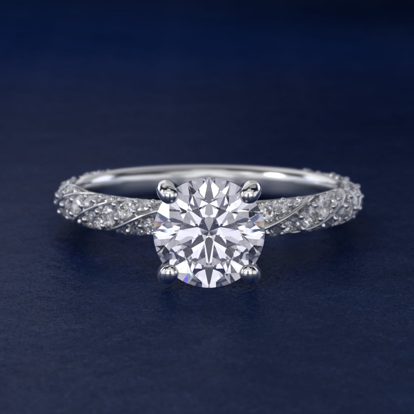 Twisted PavŽ Diamond Engagement Ring In 14K White Gold By James Allen - Round Center