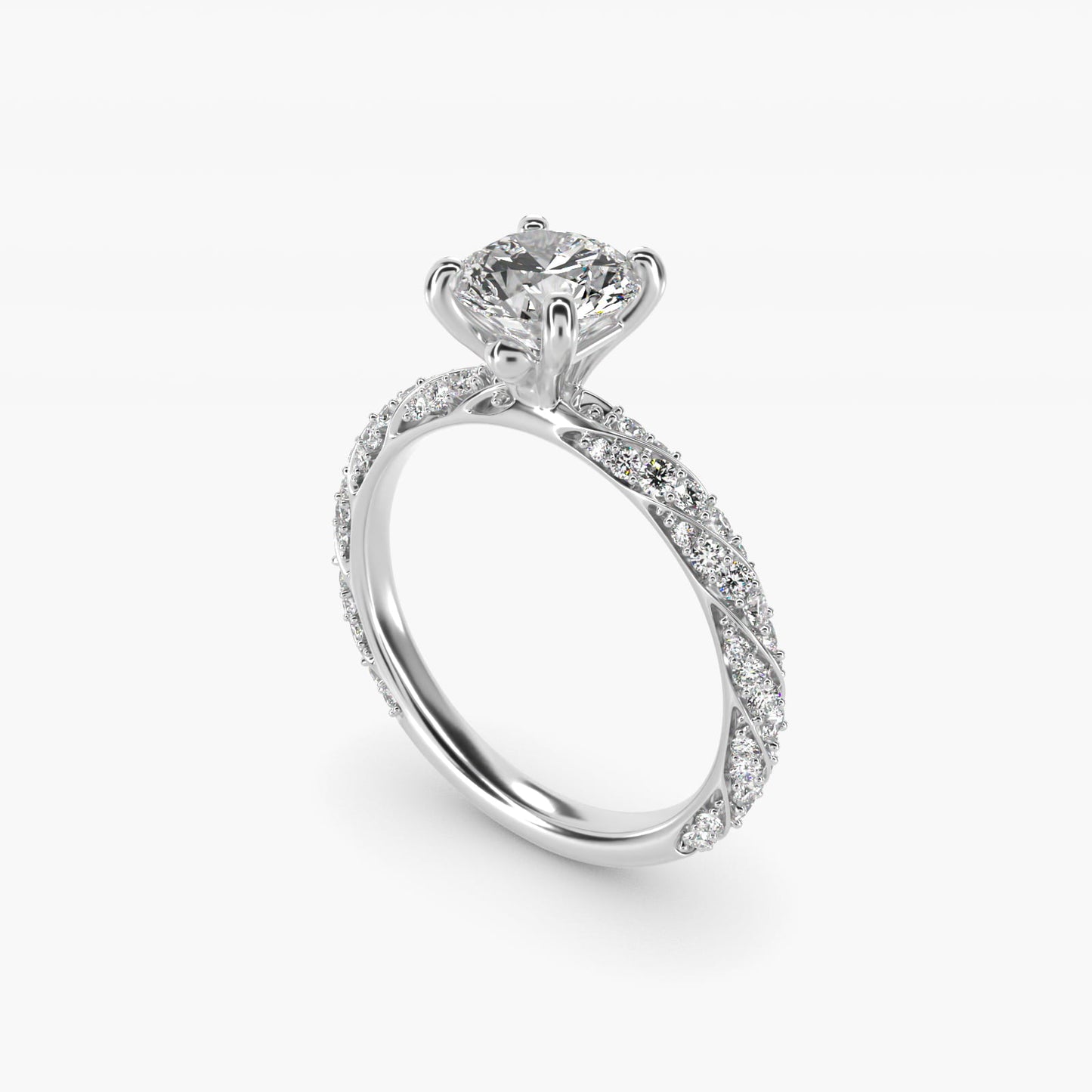Twisted PavŽ Diamond Engagement Ring In Platinum By James Allen - Round Center