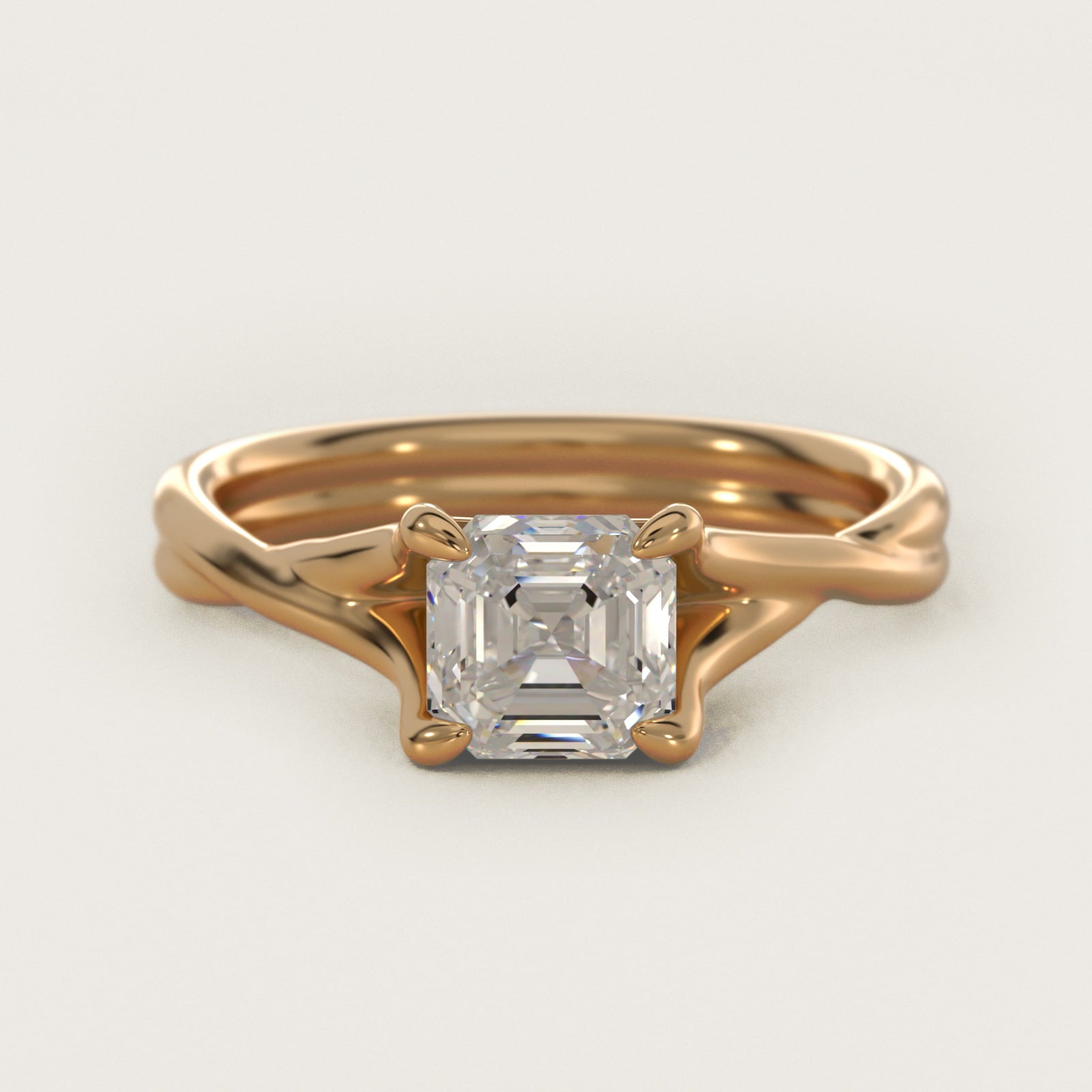 Twisted Shank Contemporary Solitaire Engagement Ring In 18k Yellow Gold By James Allen - Asscher Center