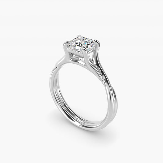 Twisted Shank Contemporary Solitaire Engagement Ring In Platinum By James Allen - Asscher Center
