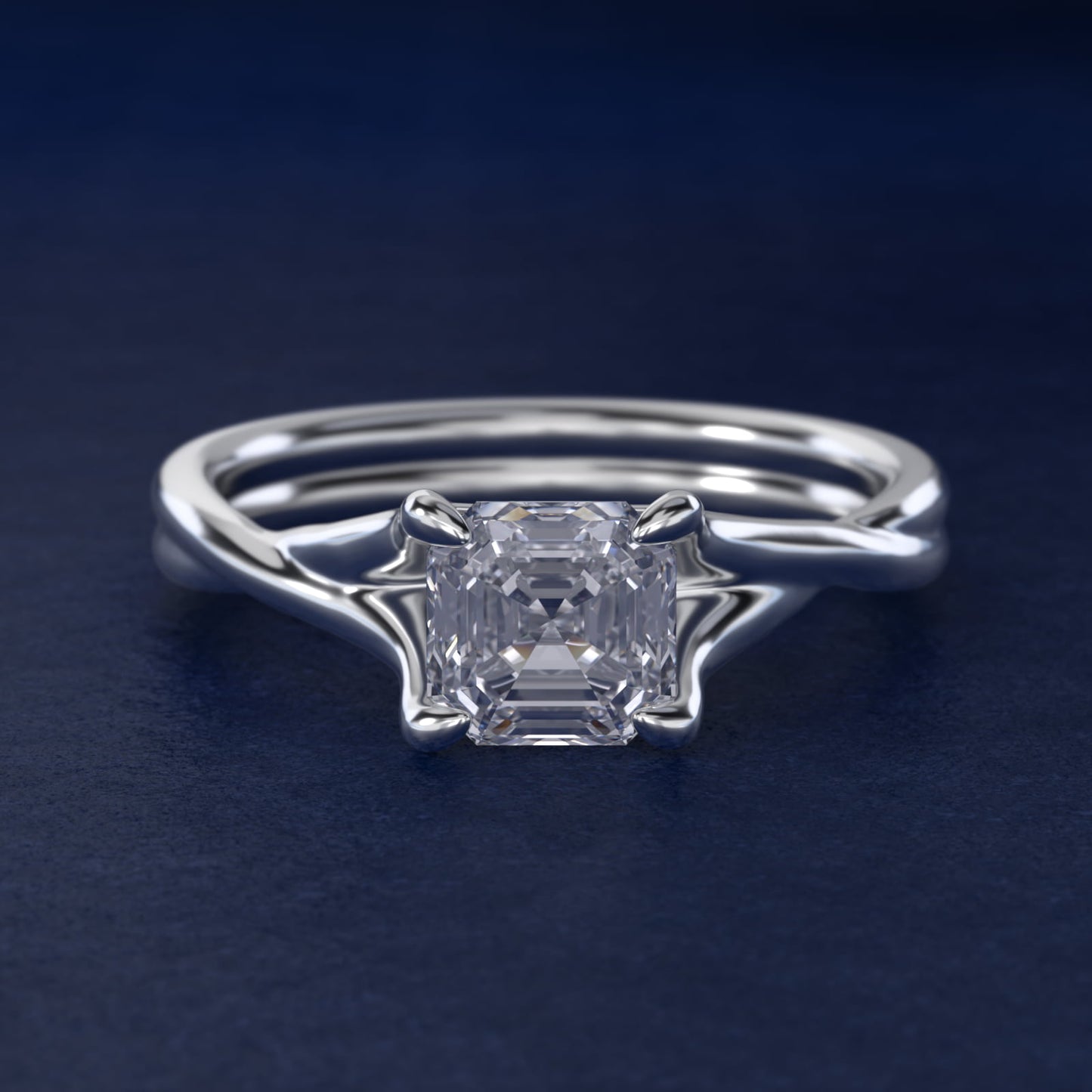 Twisted Shank Contemporary Solitaire Engagement Ring In Platinum By James Allen - Asscher Center