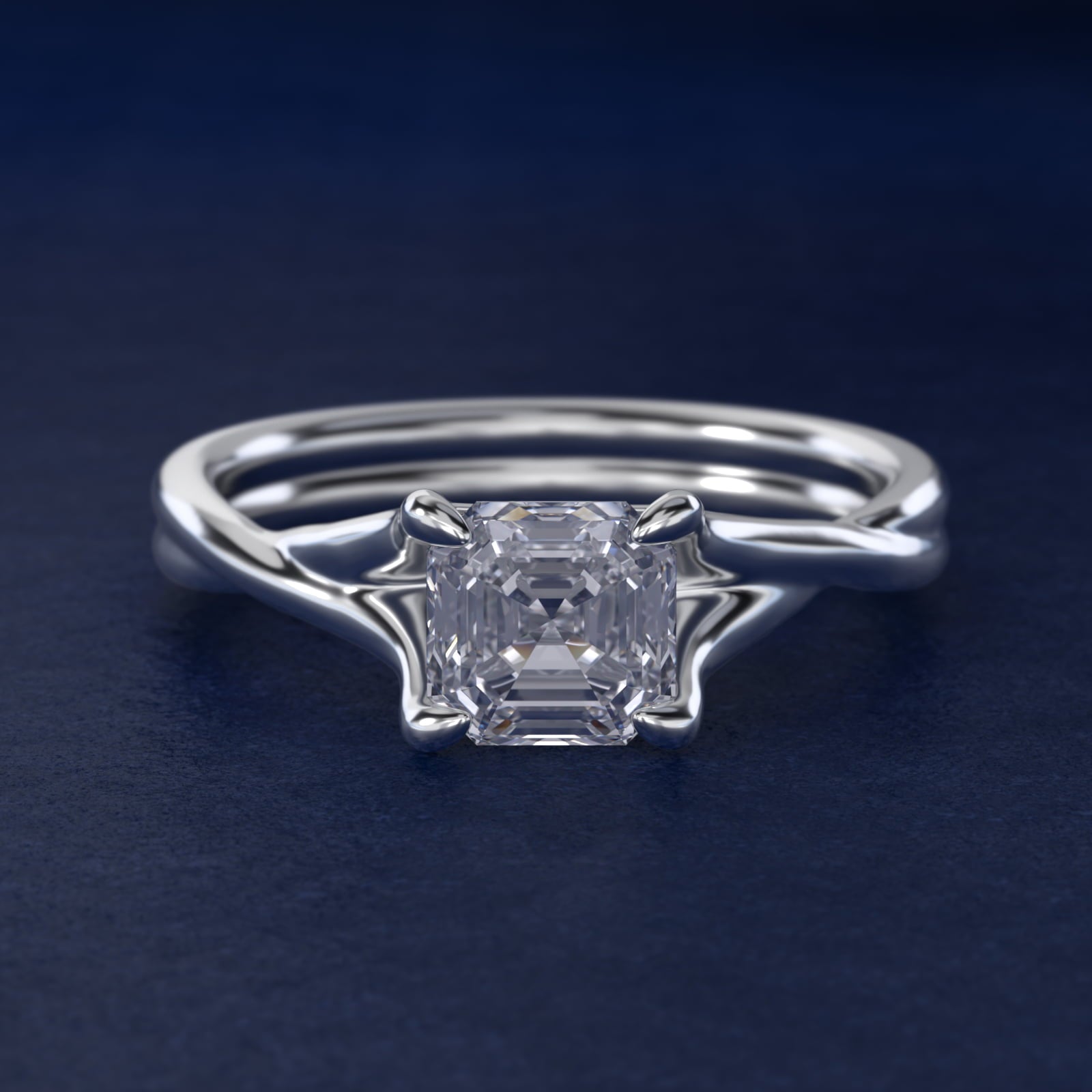 Twisted Shank Contemporary Solitaire Engagement Ring In Platinum By James Allen - Asscher Center